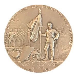1930s Signed Bronze French Medal: Concours D’Instruction Militaire (Military Training Award)
