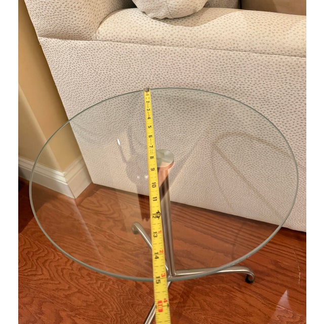 Glass and Chrome Side Drink Table, Circa 1970s For Sale - Image 4 of 11