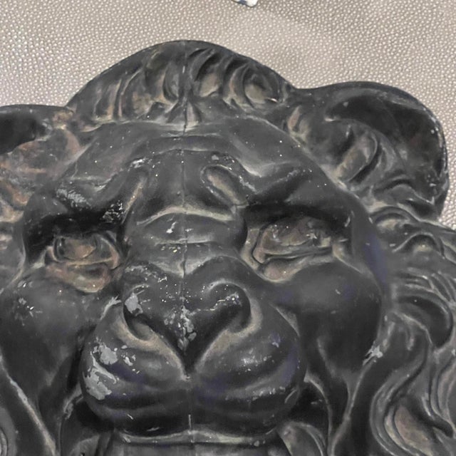Antique Cast Zinc Lion Head Architectural Salvage Wall Plaque For Sale In Washington DC - Image 6 of 8