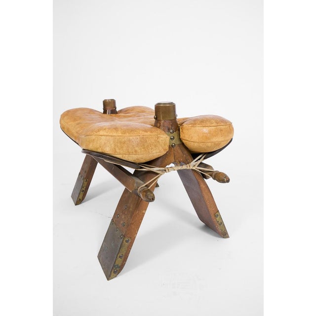 Industrial Vintage Pommel Horse Ottoman in Leather and Wood, 1960s For Sale - Image 3 of 13