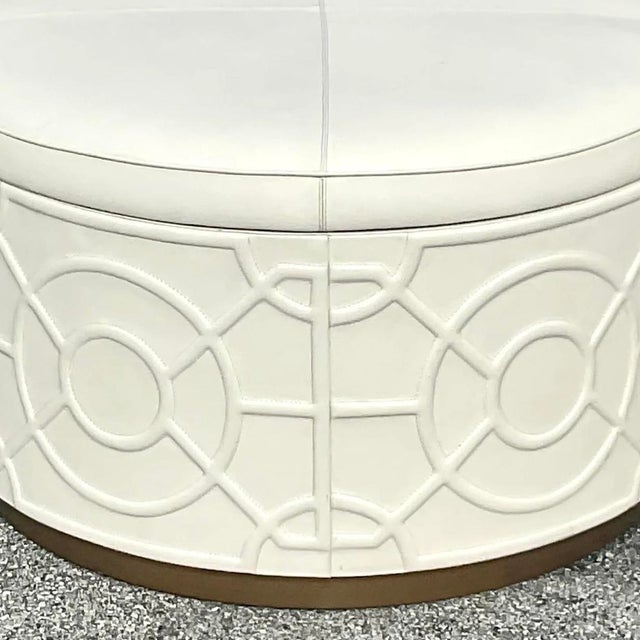 Vintage Regency Currey and Co “Alisa” Leather Storage Ottoman For Sale - Image 11 of 13