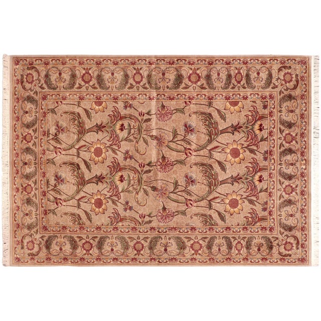 Taupe Art Nouveau 1990's Pak-Persian Taupe/Rust Wool Rug - 6'2'' X 9'5'' For Sale - Image 8 of 9