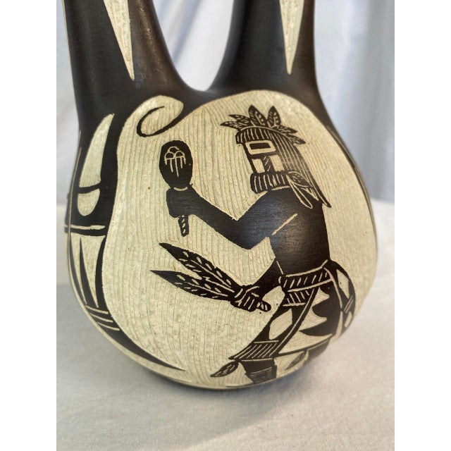 Ceramic Arthur Lucario (Acoma / Laguna Pueblo) Wedding Vase – Hand Etched Redware Ceramic – Signed R & v Lucario For Sale - Image 7 of 11
