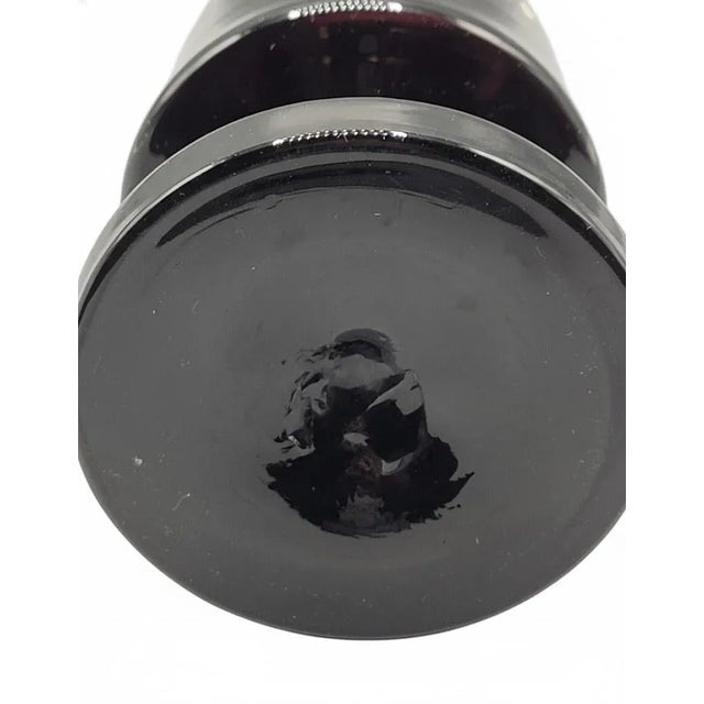 1930s Art Deco Hand Painted Black Amethyst Glass Vase – Blown 9.75" C. 1930s For Sale - Image 5 of 6