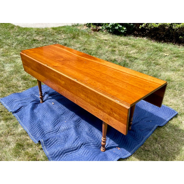 Mid-Century Modern Vintage 1960 Mid-Century Leopold Stickley Solid Cherry Drop-Leaf Harvest Dining Table For Sale - Image 3 of 15
