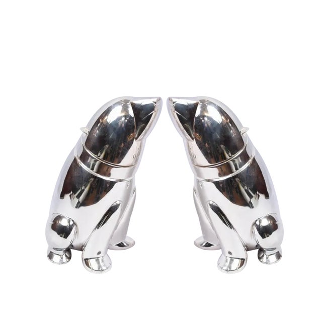 Silver Plated Polar Bear Cocktail Shakers, Set of 2 For Sale