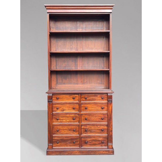 Hollywood Regency Antique Mahogany Bookcase, 1810 For Sale - Image 3 of 18