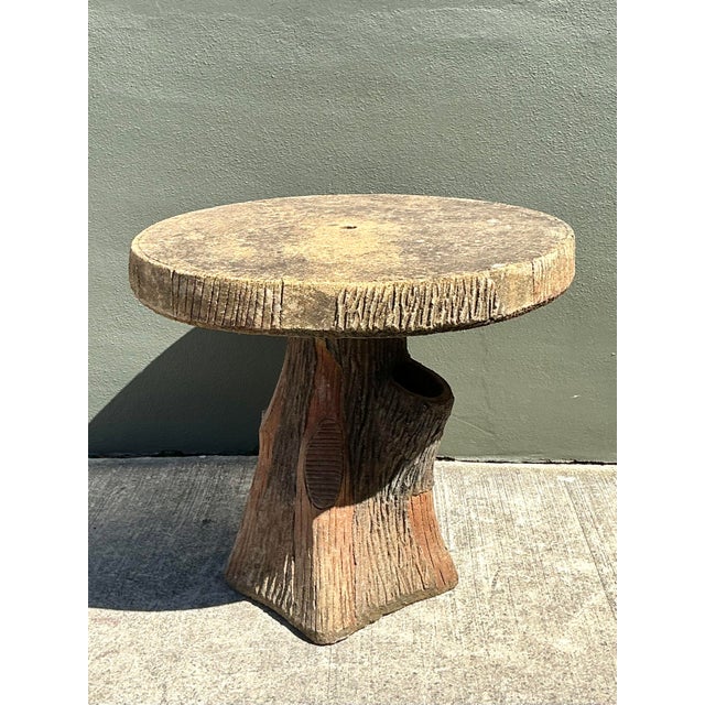 Vintage Patinated Faux Bois Concrete Table For Sale In West Palm - Image 6 of 12