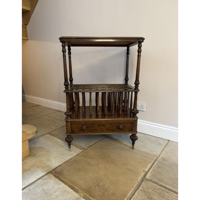 Brown Antique Victorian Freestanding Burr Walnut Canterbury Whatnot, 1860 For Sale - Image 8 of 8