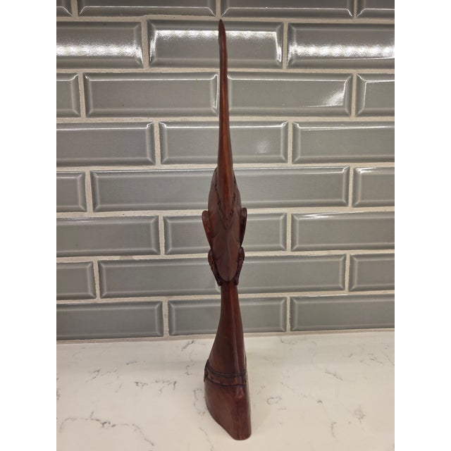 Mid-Century Balinese Art Deco Elongated Maiden Bust in Premium Hardwood For Sale - Image 11 of 12