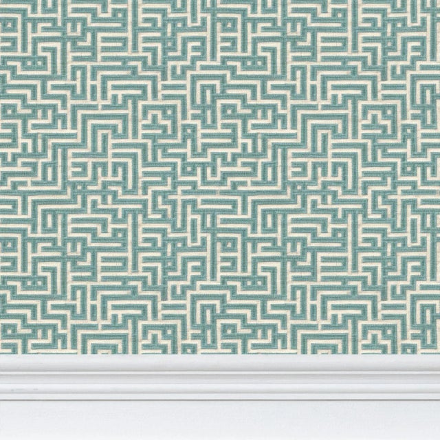 Bronte Ribbon Maze Removable Wallpaper – Seaglass Blue Sample For Sale In Atlanta - Image 6 of 6