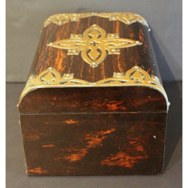 C. 1880 English Coromandel Brass Mounted Jewelry Box For Sale - Image 4 of 9