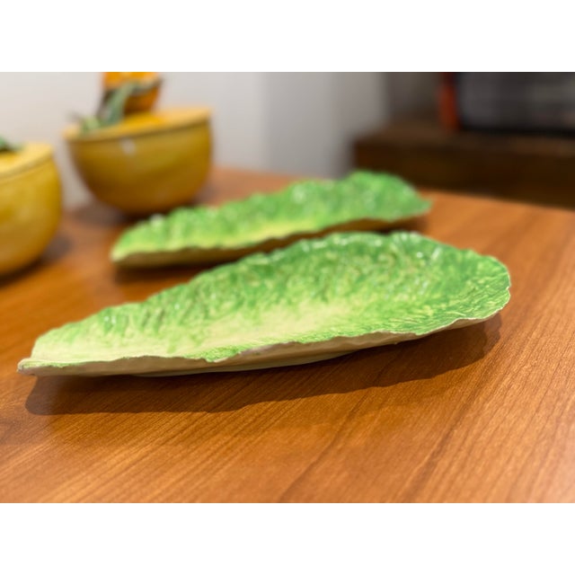 Ceramic Vintage Majolica Cabbage Leaf and Fruit Set For Sale - Image 7 of 12