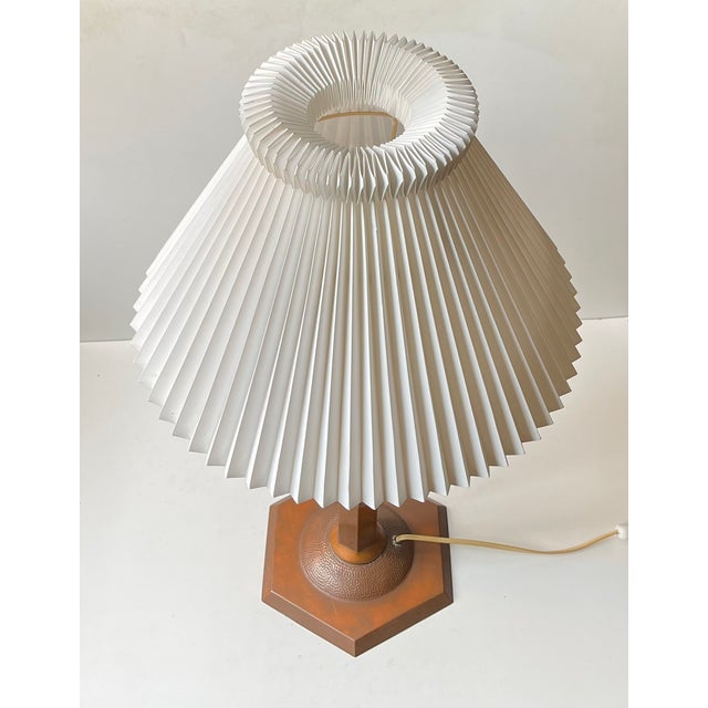 1930s Art Deco Copper Obelisk Table Lamp with Le Klint Shade, 1930s For Sale - Image 5 of 14