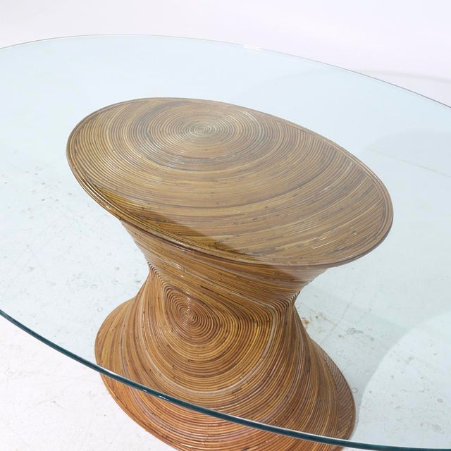 Wood Gabriella Crespi Style Pencil Reed Mid Century Rattan Dining Table For Sale - Image 7 of 7