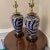 Blue Late 20th Century Oriental Style Painted Ceramic Vase Lamps ~ a Pair For Sale - Image 8 of 12