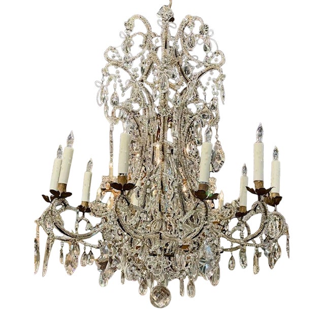 19th C. Italian Beaded Chandelier For Sale