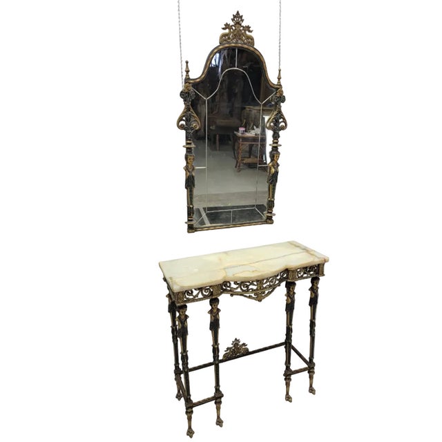 Antique Oscar Bach Style Console Table With Mirror For Sale In Chicago - Image 6 of 12