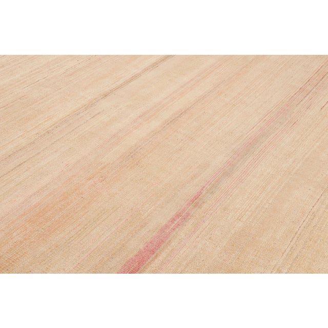 Rug & Kilim’s Textural Rug in Peach Tones and Striae For Sale In New York - Image 6 of 9