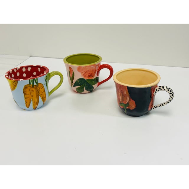 Figurative Vintage Droll Designs Hand Painted Ceramic Teacups - Set of 3 For Sale - Image 3 of 14