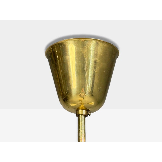 1940s Mid-Century Modern Hans Bergstrom Attr, Pendant Light, Brass, Glass For Sale - Image 10 of 10
