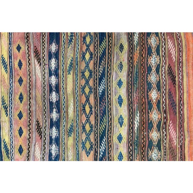 Small Antique Turkish Wool Nomadic Handmade Ethnic Tribal Kilim Rug For Sale - Image 3 of 6