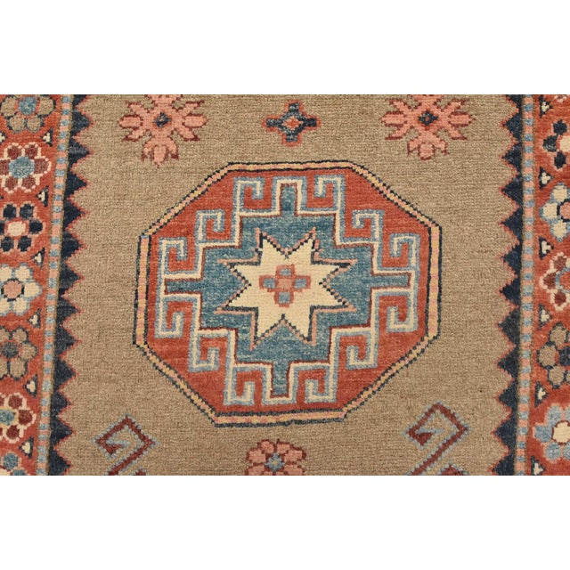 Kazak Runner 2’8” X 9’5” Brown Wool Tribal Hand-Knotted Oriental Rug For Sale - Image 9 of 13