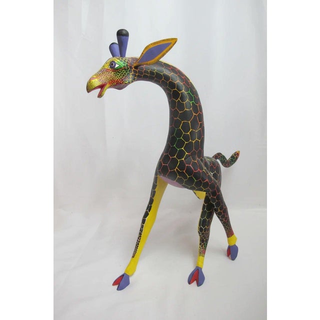 Oaxacan Alebrije Hand Carved Giraffe Mexico Wood Folk Art Large Animal Figurine For Sale - Image 16 of 17