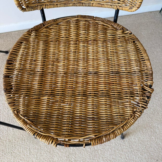 Amber Pair of Vintage Woven Wicker Side or Accent Chairs, Circa 1950s For Sale - Image 8 of 12