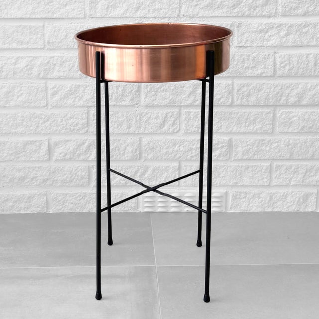 Mid-Century Modern Flower Stand in Copper and Steel from Ystad Metall, Sweden, 1950s For Sale - Image 3 of 8