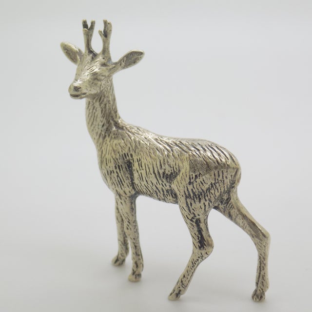 Vintage Italian Handmade Silver 800 Deer Fawn Figurine, 1970s For Sale - Image 3 of 10