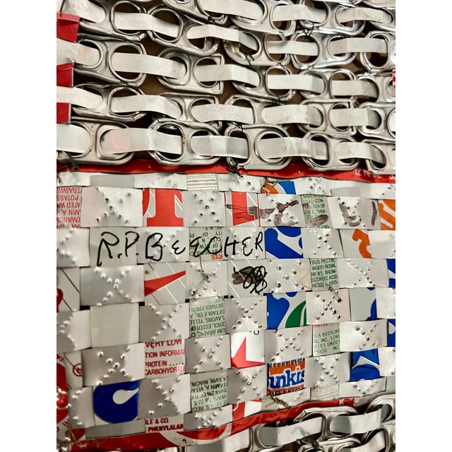 Ross Palmer Beecher, Abstract Red Blue Folk Art Americana Flag Can Tapestry Quilt Ross Palmer Beecher, c.1988 For Sale - Image 10 of 18