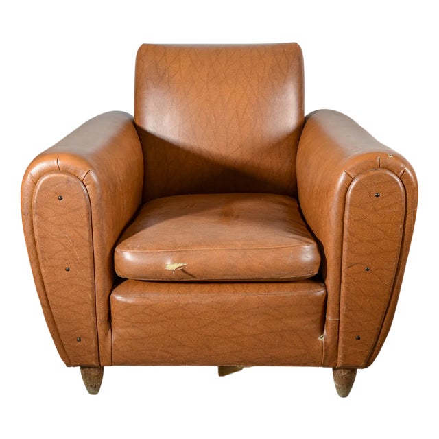 Brown Leather Armchair, Italy, 1970 For Sale
