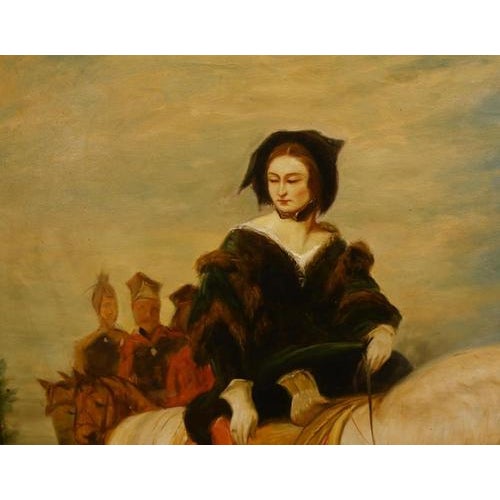 After Edwin Landseer, Queen Victoria on Horseback, Windsor Castle Park, Oil Painting, Framed For Sale - Image 3 of 12