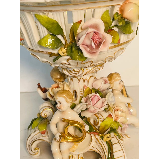 Late 19th Century Gorgeous Dresden Antique Porcelain Centrepiece With Putti’s Musical Instruments For Sale - Image 5 of 10
