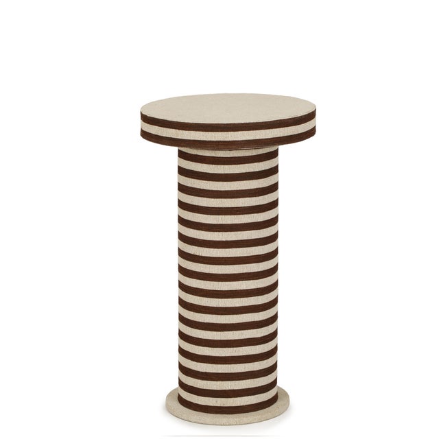 Boho Chic Lyra Natural Striped Cotton Jute Contract-Grade Side Table For Sale - Image 3 of 6