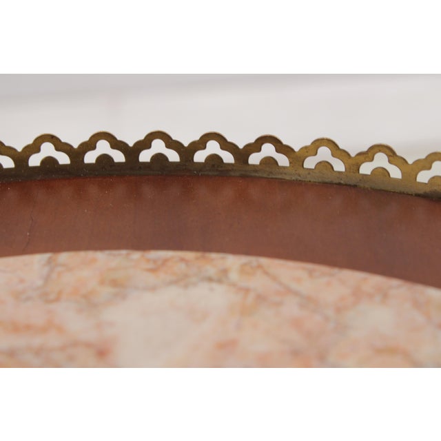 French Vintage French Mahogany Pedestal Table W. Inset Marble Top For Sale - Image 3 of 9