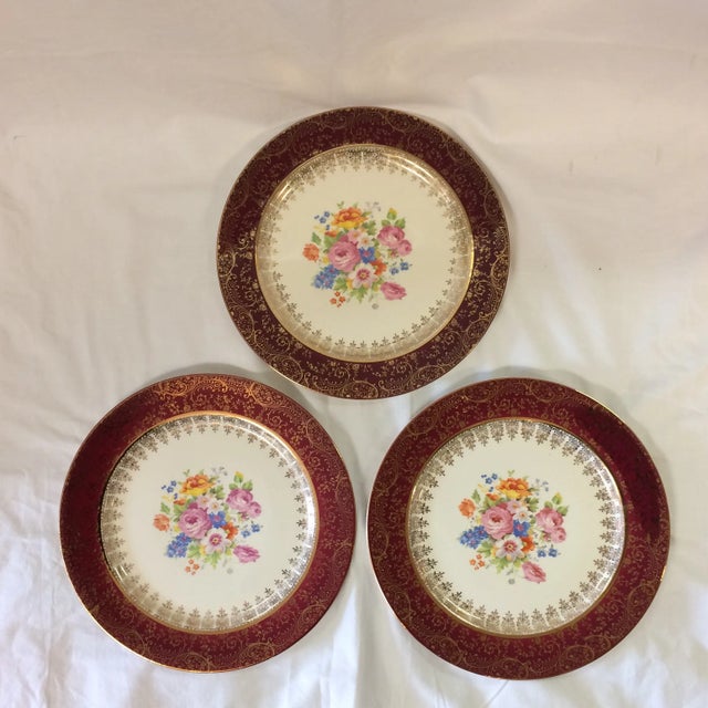 Dinner Plates by Blue Ridge Southern Pottery - Gold Filigree - Set of 3 For Sale - Image 9 of 9