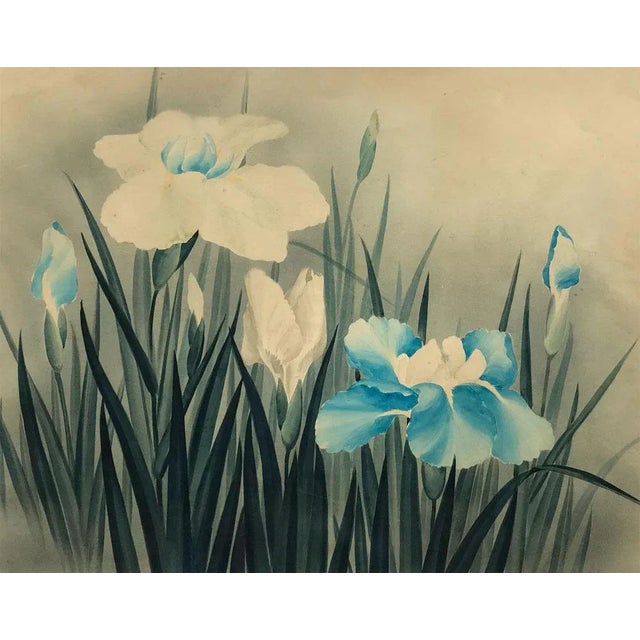 Circle of Lowell Blair Nesbitt, Iris Flowers 1, Mid-20th Century, Watercolour For Sale - Image 4 of 4