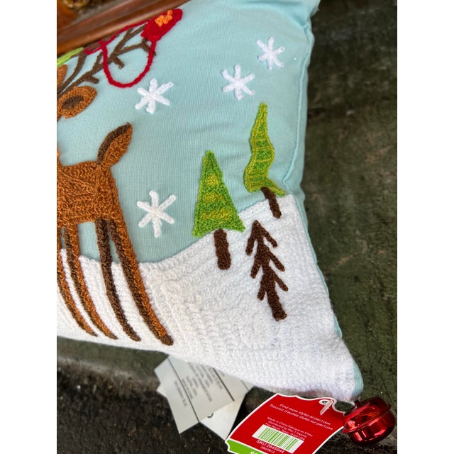 Vintage Christmas Reindeer Pillow With Bells For Sale In West Palm - Image 6 of 6