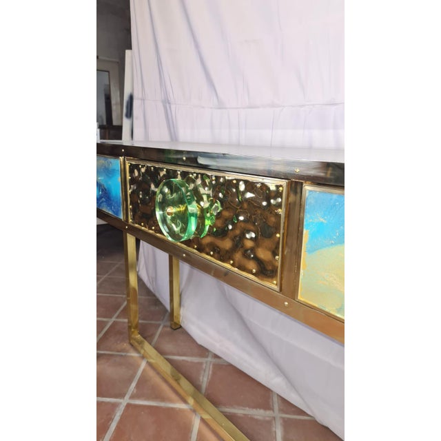 Not Yet Made - Made To Order Blue and Gold Murano Glass Console Table from Justfurnituress SRL For Sale - Image 5 of 18