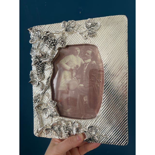 Italian Sterling Silver Grape Vine Picture Frame, 925 Photo Frame For Sale - Image 10 of 18