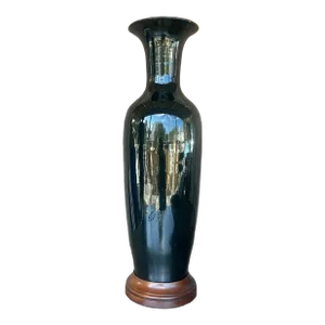 Vintage Boho Glazed Ceramic Tall Ming Vase