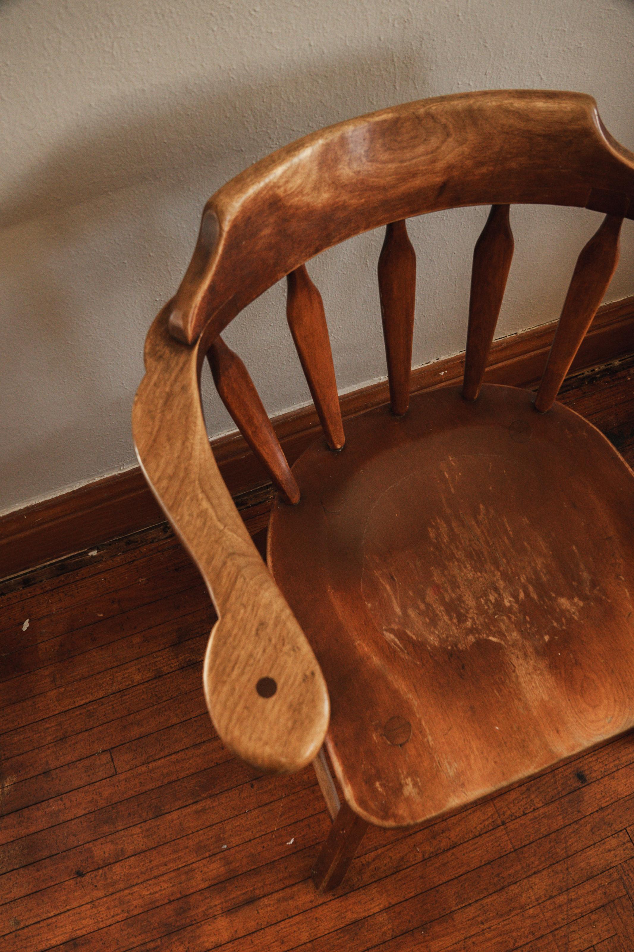 1960s Vintage Jb Van Sciver Co. Wood Captain's Chair | Chairish