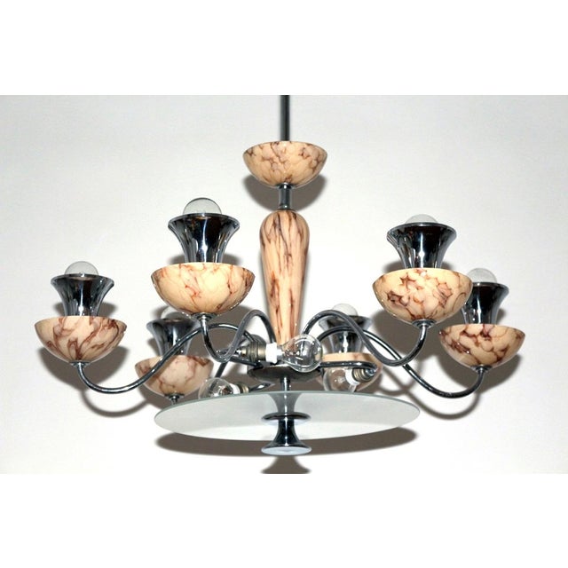 1940s Art Deco Chandelier in Chrome, 1930s For Sale - Image 5 of 18