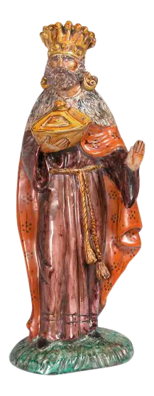 Hand Painted Ceramic Royal Figure Holding a Communion Box in Soft Patina Finish - Holiday Decor