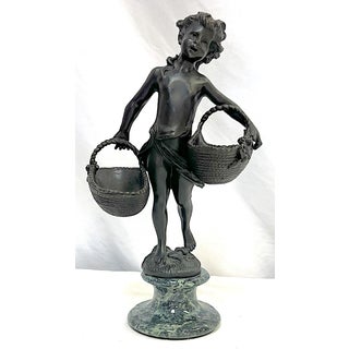 Replica of 19th Century French Artist Auguste Moreau's 'Girl With Baskets' Sculpture For Sale