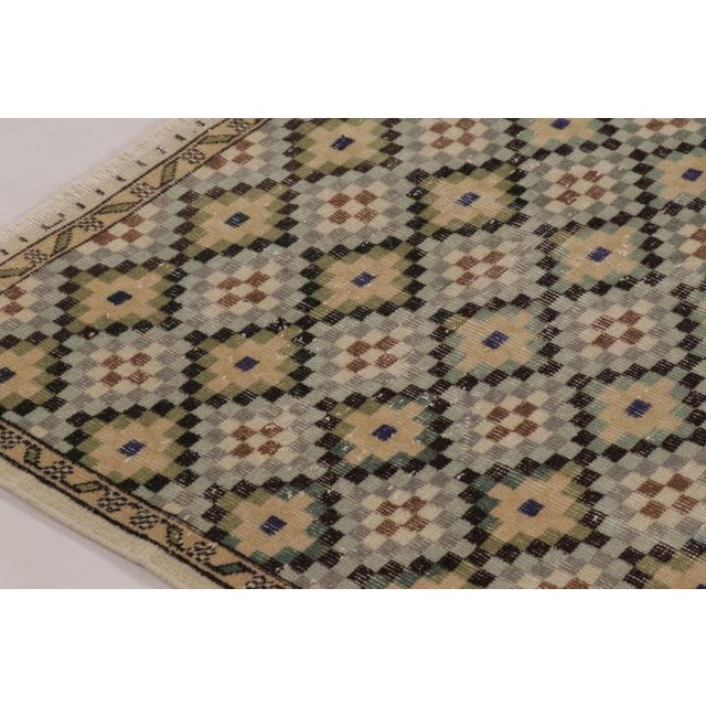 Rug & Kilim Vintage Distressed Rug With Diamond Mosaic and Geometric Borders - Rug & Kilim For Sale - Image 4 of 10
