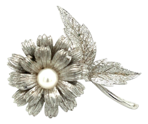 Mikimoto Estate Akoya Pearl Brooch Pin Sterling Silver 6.16 mm