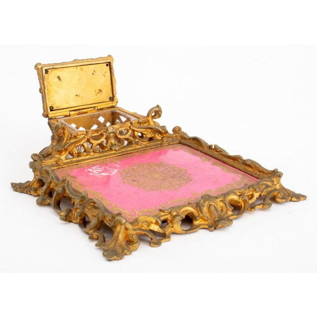 Rococo Style Porcelain & Gilt Bronze Inkwell For Sale - Image 10 of 10